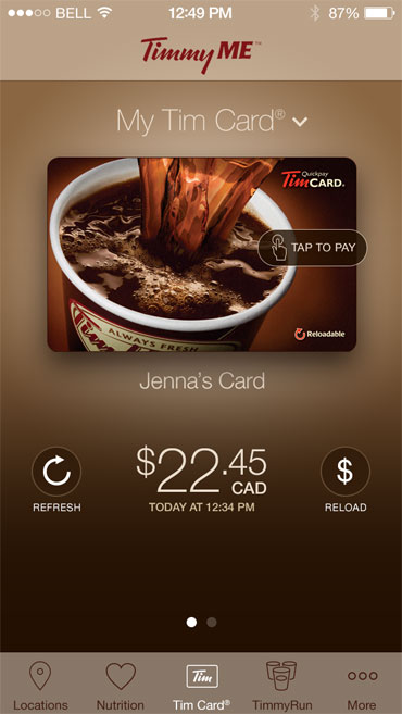 TimmyMe iPhone app - dark